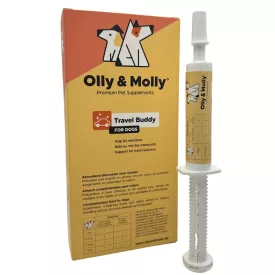   Olly & Molly Travel Buddy Nyugodt utazás-stressz és hányinger csökkentése autózáskor gyógynövényekkel kutyának 1 tubus