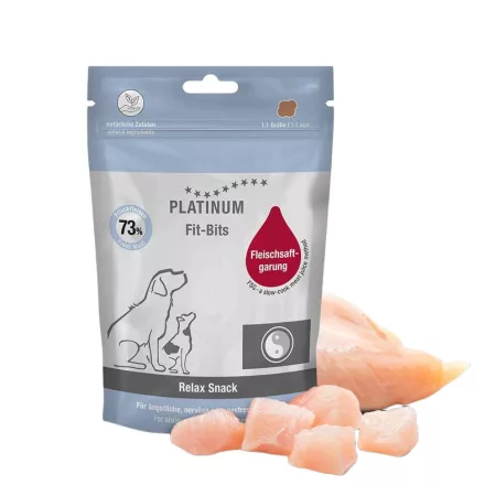 PLATINUM Fit-Bits Relax-Nyugtató hatású funkcionális jutalomfalat csirkehúsból  kutyának 150g lejárat közeli