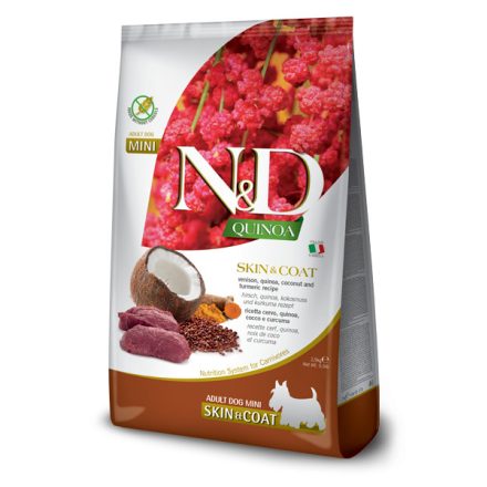 N&D Dog Quinoa Adult Mini Skin&Coat (bőr&szőr) vadhús és kókusz száraz kutyatáp 800g