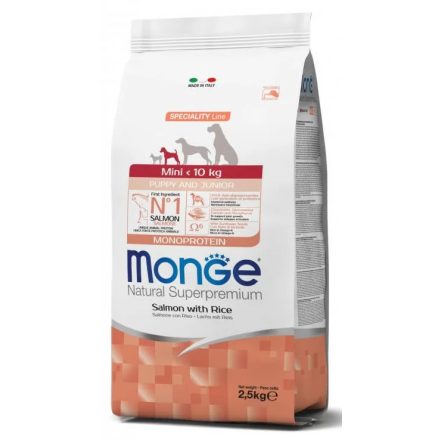 Monge Dog Mini Puppy&Junior Monoprotein lazac-barna rizs száraztáp kutyának 2,5kg