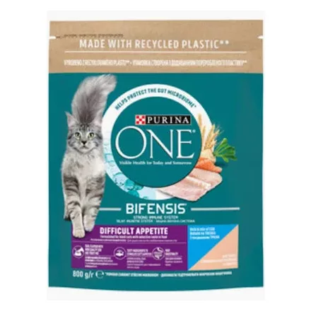 Purina One Difficult Appetite Tőkehal és pisztráng keverékében gazdag száraz macskaeledel 750g