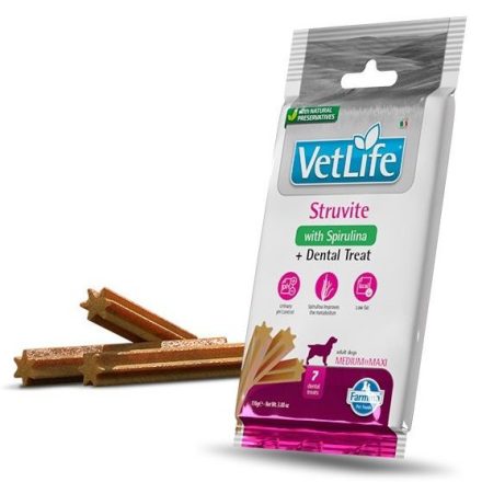 Vet Life Dog Struvite+Dental Treat húgyúti egészséget támogató és fogtisztító jutalomfalat kutyának Medium&Maxi 100g