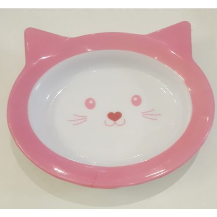 Műanyag macskafejes tál 16,5x15x2,8cm rózsaszín