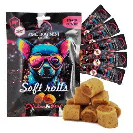   FINE DOG Exclusive Soft Rolls - jutalomfalat kutyáknak csirkével és marhával 5x10g 
