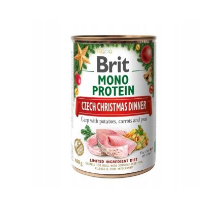 Brit Mono Protein Christmas Dinner Karácsonyi nedves kutyatáp ponttyal 400g
