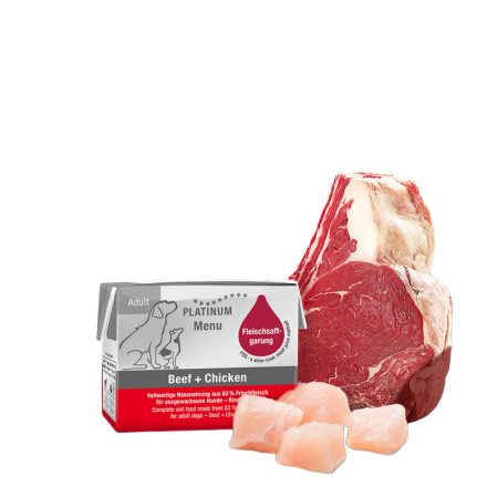 PLATINUM MENU Beef + Chicken-nedves kutyatáp felnőtt kutyának marha és csirke 90g