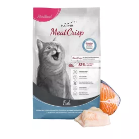   PLATINUM MeatCrisp Sterilised Fish-macskatáp ivartalanított cicának friss halból 3kg