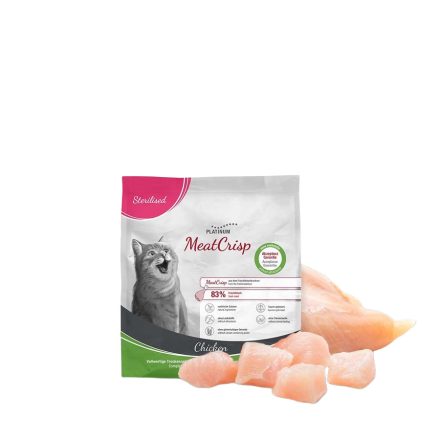 PLATINUM MeatCrisp Sterilised Chicken-macskatáp ivartalanított cicának friss csirkehúsból 400g