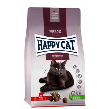 Happy Cat Sterilised - marha- száraz macskaeledel 10kg