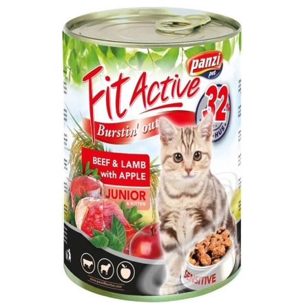 FitActive Cat Junior marha, bárány, alma konzerv 415g