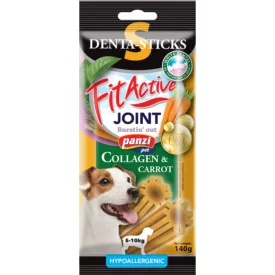  FitActive Hypoallergenic Denta-Sticks Joint Collagen & Carrot - Ízülettámogató és fogtisztító rágórudak "M" 150g