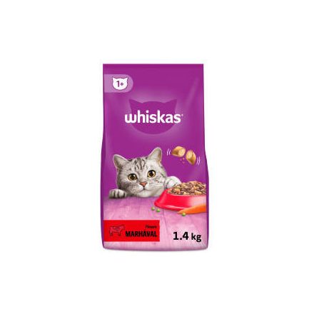 Whiskas Adult Beef +1 - Szárazeledel marhahússal felnőtt macskák részére 1,4kg
