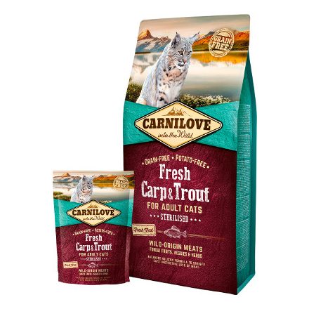 Carnilove Fresh Adult Cat Carp&Trout Sterilised (ponty-pisztráng) 400g száraztáp