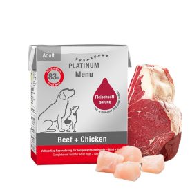   PLATINUM MENU Beef + Chicken-nedves kutyatáp felnőtt kutyának marha és csirke 12x375g
