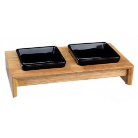   Trixie 24820 macska tálszett, kerémia/fa 2x 0,2L, 28x5x15cm