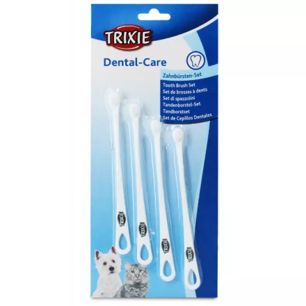 Trixie 25621 Toothbrush Set - fogkefe készlet macskák és kistestű kutyák részére (4db/15cm)