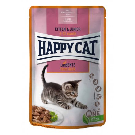 Happy Cat Kitten & Junior pouch kacsa 24x85 g