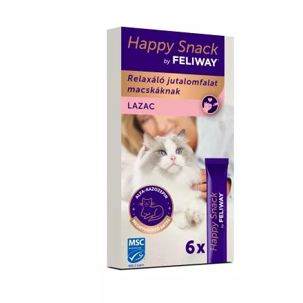 Happy Snack by FELIWAY - lazacos, krémes jutalomfalat macskáknak 6x15g