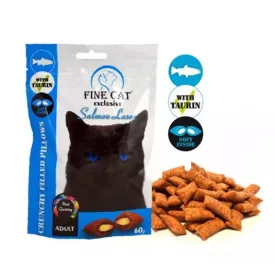   Fine Cat Exclusive ropogós lazaccal töltött párnák 60g lejárat közeli