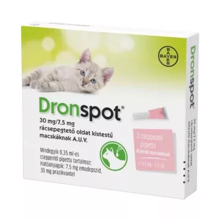 Dronspot 30mg/7,5 mg rácsepegtető oldat kistestű macskáknak 2x0,35ml