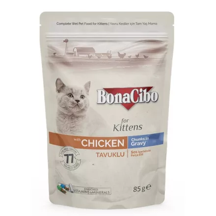 Bonacibo Pouch Kitten alutasakos eledel macskáknak csirkével 85g