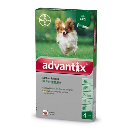 Advantix spot on 0,4ml kutyáknak 4kg alatt 4x1db