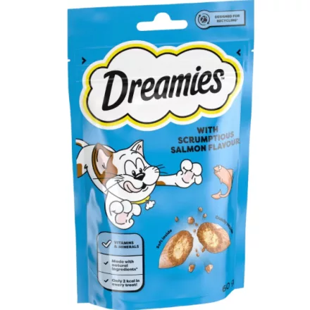 Dreamies jutalomfalat macskák számára lazaccal 60g