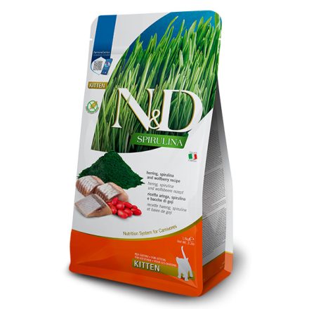 N&D Cat Spirulina Kitten hering, spirulina és goji-bogyó száraz macskaeledel 1,5kg