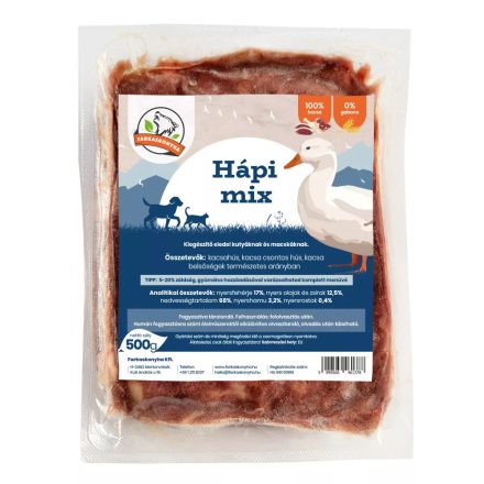 Farkaskonyha Hápi Mix egyfehérjés fagyasztott BARF menü kutyának 500g 