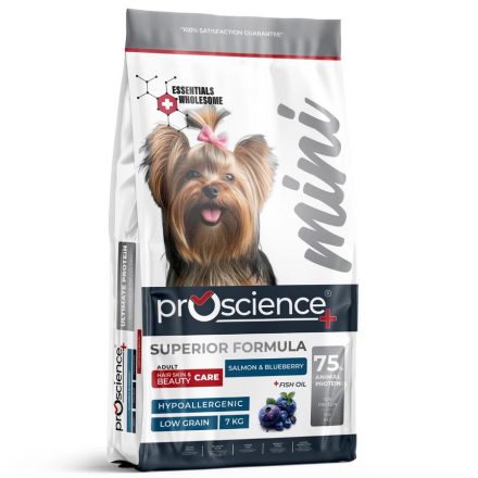ProScience Mini Adult Dog Salmon & Blueberry hipoallergén lazac-áfonya kutyatáp érzékeny bőrű kistestű felnőtt kutyának 7kg