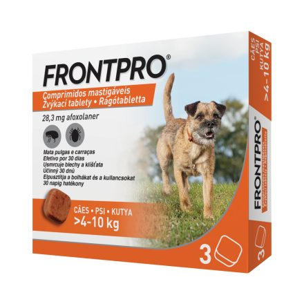FRONTPRO® S (4-10kg)  rágótabletta kutyáknak bolhák és kullancsok ellen 3db 