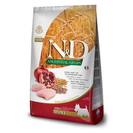 N&D Dog Ancestral Grain Adult mini chicken & pomegranate (csirke & gránátalma) száraz kutyatáp 7kg