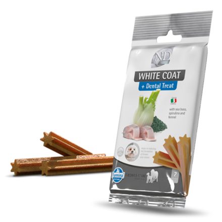 N&D White Dog Sea bass-fennel&spirulina fogtisztító jutalomfalat fehér kutyának Med&max 100g