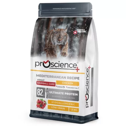 ProScience Adult Cat Chicken hipoallergén száraztáp felnőtt macskának szőrlabda képződés ellen 1,5kg