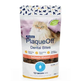   ProDen PlaqueOff Dental Bites cat Salmon fogápoló jutalomfalat lazaccal macskának 60g lejárat közeli