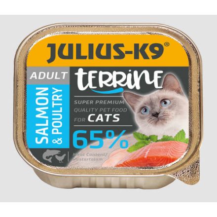 Julius-K9 Cat Terrine Adult Salmon&Poultry - lazac-szárnyas nedveseledel felnőtt macskák részére (100g)