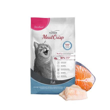 PLATINUM MeatCrisp Sterilised Fish-macskatáp ivartalanított cicának friss halból 1,5kg