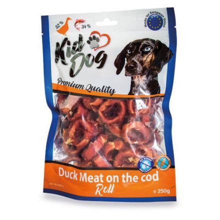 KidDog Duck Meat on the cod roll -kacsahús tőkehaltekercsben -  jutalomfalat kutyák részére 250g