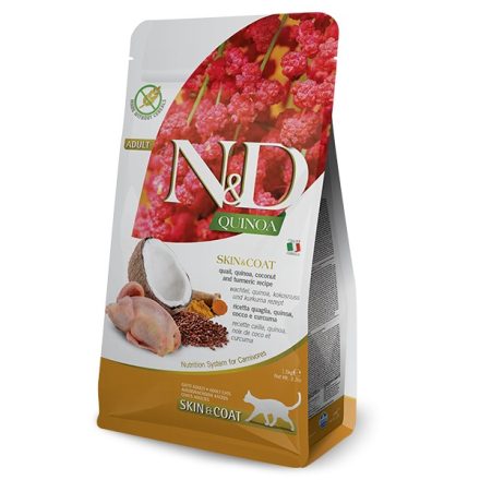 N&D Cat Quinoa Adult Skin&coat Quail (Fürj) száraz macskaeledel 1,5kg