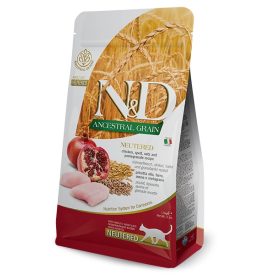  N&D Cat Ancestral Grain Adult chicken, spelt, oat & pomegranate (csirke, tönköly, zab & gránátalma) száraz macskaeledel 1,5kg