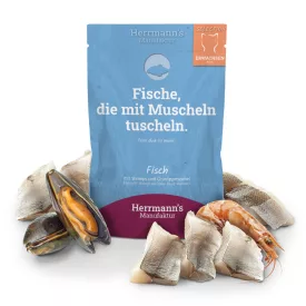   Herrmanns Halas menü macskáknak 96% hal és garnélarák tartalommal 100g lejárat közeli