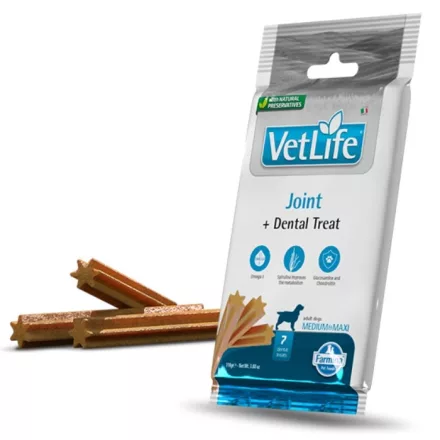 Vet Life Dog Joint+Dental Treat ízület támogató és fogtisztító jutalomfalat kutyának Medium&Maxi 100g lejárat közeli