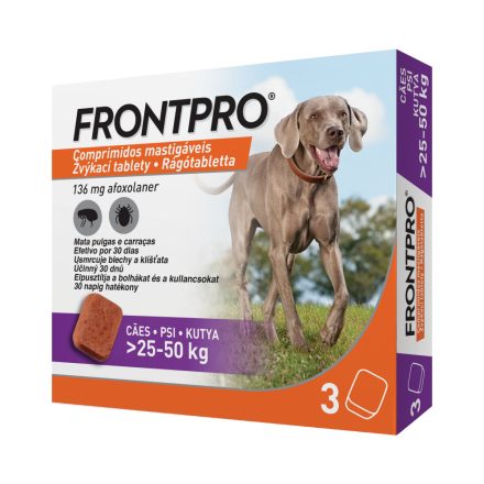 FRONTPRO® L (25-50kg)  rágótabletta kutyáknak bolhák és kullancsok ellen 3db 