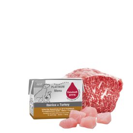   PLATINUM MENU Iberico + Turkey-nedves kutyatáp felnőtt kutyának ibériai sertés és pulyka 12x90g