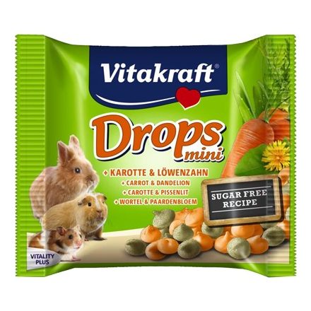 Vitakraft Drops Mini sárgarépa,pittypang - jutalomfalat rágcsálóknak 40g