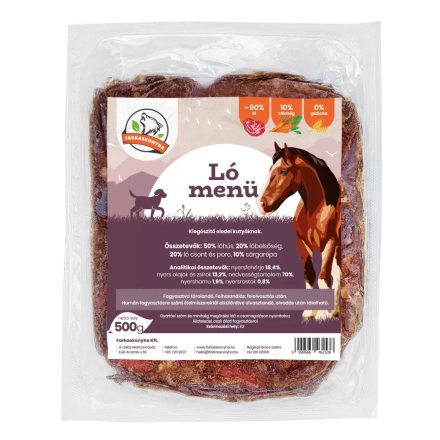 Farkaskonyha Ló Menü egyfehérjés fagyasztott BARF menü kutyának 500g 