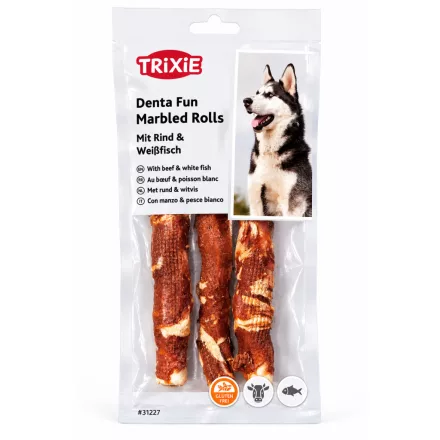 Trixie 31227 Denta Fun- Márványos marhahús rágótekercsek - jutalomfalat kutyák részére 3db/140g