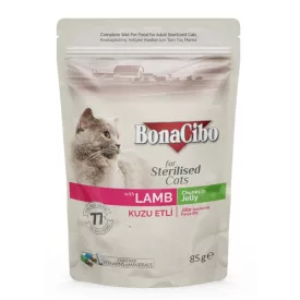   Bonacibo Pouch Sterilised alutasakos eledel macskáknak báránnyal 85g
