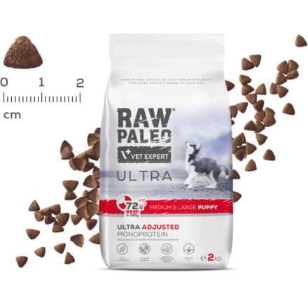 Raw Paleo Ultra Beef Medium&Large Puppy száraztáp kutyának 14kg lejárat közeli