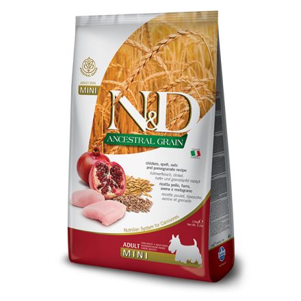 N&D Dog Ancestral Grain Adult mini chicken & pomegranate (csirke & gránátalma) száraz kutyatáp 2,5kg